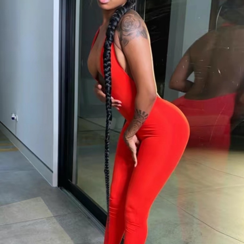 Red Backless jumpsuit